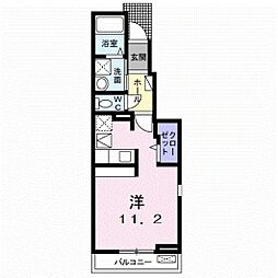 グレイスヴィオラ 1階ワンルームの間取り