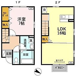 ペリドット　B 1階1LDKの間取り