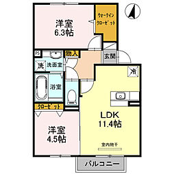 グランドソレイユ東野 2LDKの間取図画像