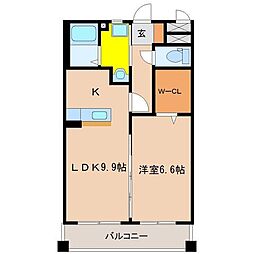 アーベイン清水 1LDKの間取図画像