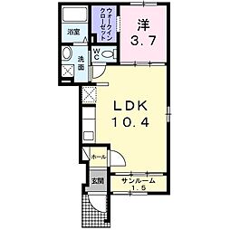 シュウ・レミングA 1LDKの間取図画像