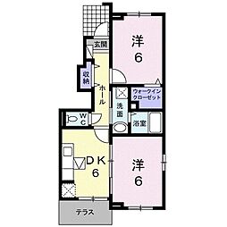 カーサドマーニA 2DKの間取図画像