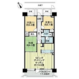 仙台市営南北線 泉中央駅 徒歩19分の賃貸マンション 10階3LDKの間取り