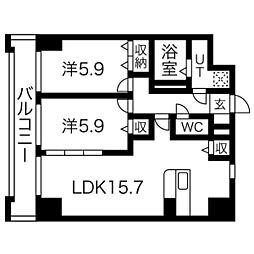 ソレイユ御蔵町 2LDKの間取図画像