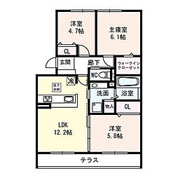 シルトクレーテA 3LDKの間取図画像