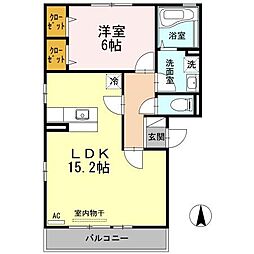 リビングタウン中野美保南B 1LDKの間取図画像