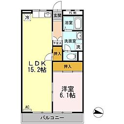 コーポラス針田 3階1LDKの間取り