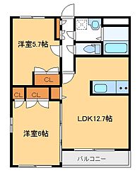メゾン・ド・シャルマン 2LDKの間取図画像