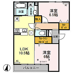 JR上越線 群馬総社駅 3.9kmの賃貸アパート 1階2LDKの間取り