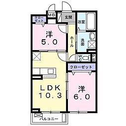 グランドール 2LDKの間取図画像