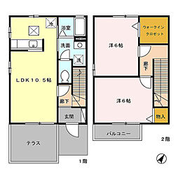 エル古城　I/II/III 1階2LDKの間取り