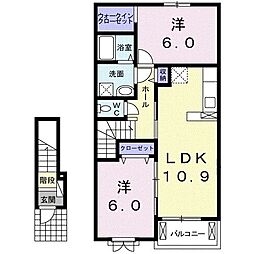 ガーデンヒルズ竹崎 2LDKの間取図画像