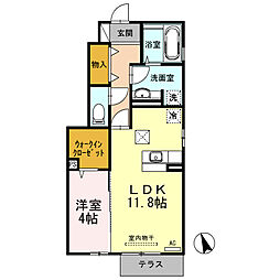 セジュールMIRU 1階1LDKの間取り