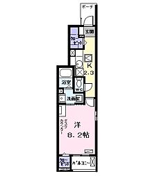 ハイグレイス 1Kの間取図画像