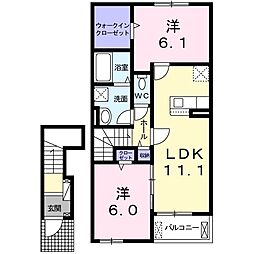 シェルブールA 2LDKの間取図画像