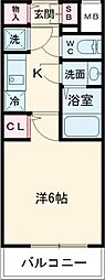 レジュールアッシュ神戸ハーバーランド 6階1Kの間取り
