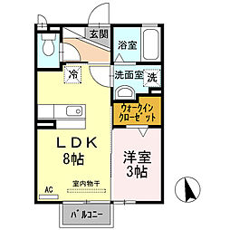 グランモア愛宕 1LDKの間取図画像