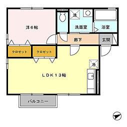 サニーコート杉本　Ｄ 2階1LDKの間取り