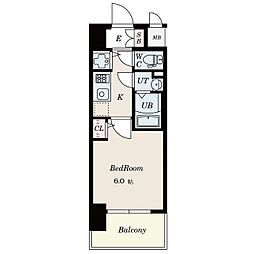エスリードレジデンス大阪福島 9階1Kの間取り
