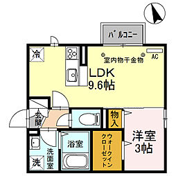 D-roomひよどり 2階1LDKの間取り