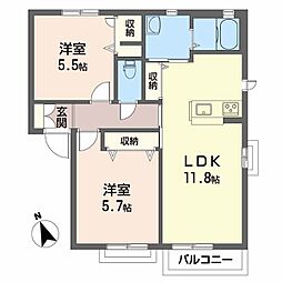 シャーメゾン国領A 2LDKの間取図画像