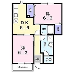 セルバ・ビエントC 2DKの間取図画像