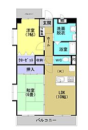 ピュアハウスK 2LDKの間取図画像