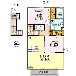 煌 2LDKの間取図画像