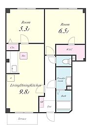 グランパルクB 2DKの間取図画像
