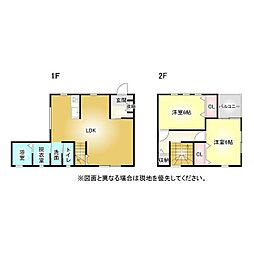カンパニア西の土居 2LDKの間取図画像