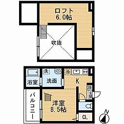 エリュート 1Kの間取図画像