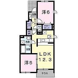 ラフィーネ不動上郷Ｃ 1階2LDKの間取り