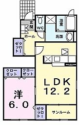 ディアコート川崎 1LDKの間取図画像