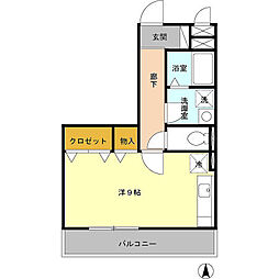 ＫＯＭＦＯＲＴ I 3階ワンルームの間取り