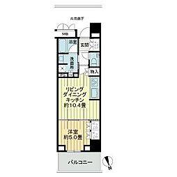 ザ・パークハウス鹿児島中央タワー 15階1LDKの間取り