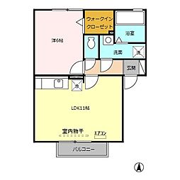 シャトーリーフB 1LDKの間取図画像