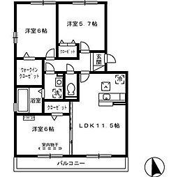 レルシエンテ 2階3LDKの間取り
