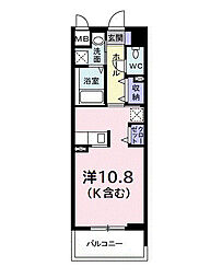 アベニール国立 ワンルームの間取図画像