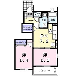 サンフォレスト1 2DKの間取図画像