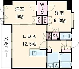 ナイスマンション九品寺熊大医学部前 2LDKの間取図画像