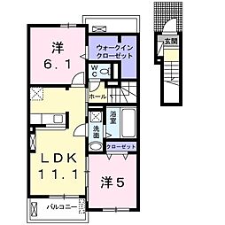スプリングハウス 2階2LDKの間取り
