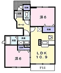 エステート雅C 2LDKの間取図画像