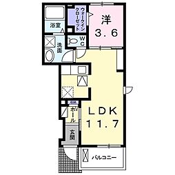 ワンオフティー 1LDKの間取図画像