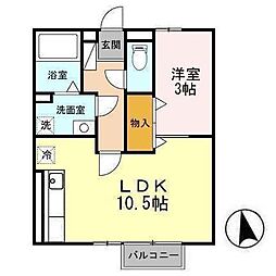 セジュールSE秀A 1LDKの間取図画像