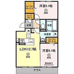 サニーフラット西市A 2LDKの間取図画像
