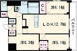 LARIVIEREOKAMOTO2 3LDKの間取図画像