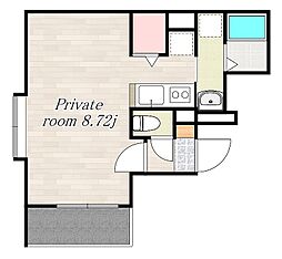 ｍａｒｇａｒｅｔ　Ｈ 4階ワンルームの間取り