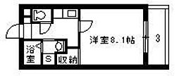 Y'sTERRACE2 1Kの間取図画像