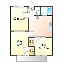 ハイツトリイA 3DKの間取図画像