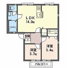 ディアスコスモ 2階2LDKの間取り